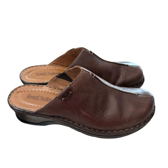 Josef Seibel Women's Brown Leather Slide Clogs Mules 40 - Picture 2 of 6